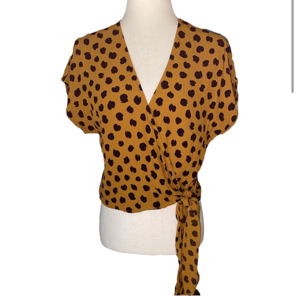 MADEWELL Sash-Tie Wrap Top in Painted Spots Size Medium cheetah leopard wrap top